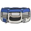 Foldable Dog Playpen with Carrying Bag Blue 57.1"x57.1"x24" - Blue