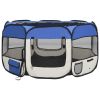 Foldable Dog Playpen with Carrying Bag Blue 49.2"x49.2"x24" - Blue