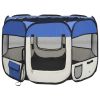 Foldable Dog Playpen with Carrying Bag Blue 35.4"x35.4"x22.8" - Blue
