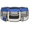 Foldable Dog Playpen with Carrying Bag Blue 57.1"x57.1"x24" - Blue
