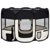 Foldable Dog Playpen with Carrying Bag Black 43.3"x43.3"x22.8" - Black