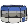 Foldable Dog Playpen with Carrying Bag Blue 43.3"x43.3"x22.8" - Blue