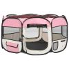 Foldable Dog Playpen with Carrying Bag Pink 49.2"x49.2"x24" - Pink